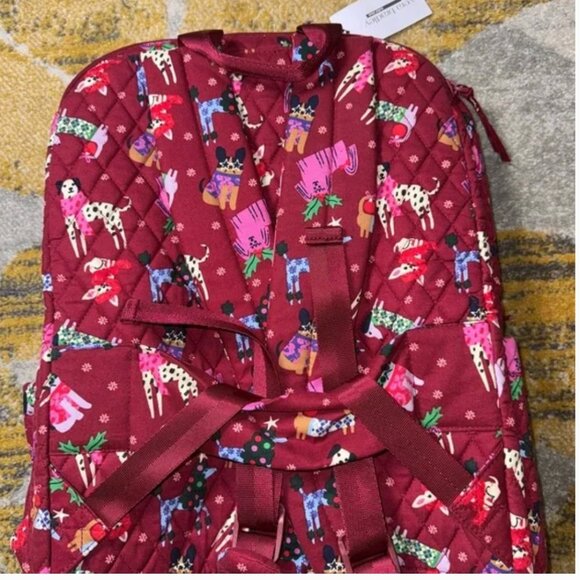 Vera Bradley Cotton Essential Large Backpack Holiday Hounds Christmas NWT - Picture 4 of 6